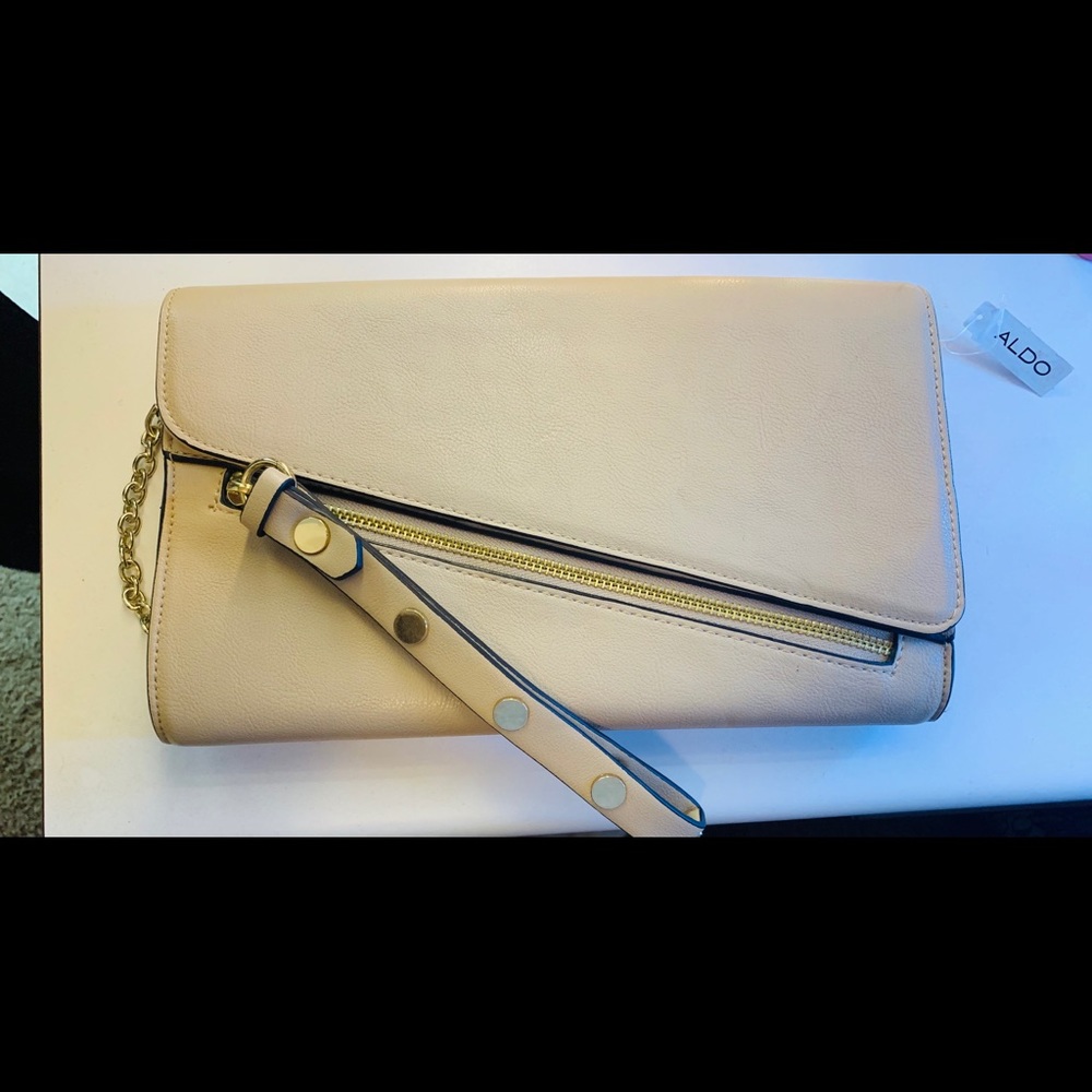 Tan Aldo wristlet Purse with crossbody chain